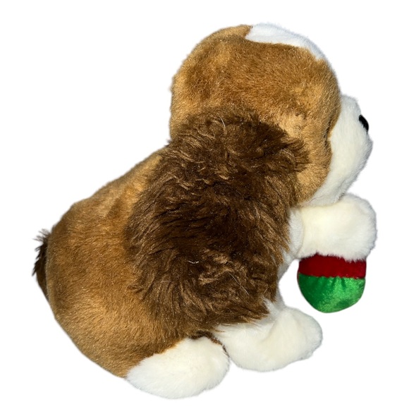 CHOSUN BROWN & WHITE PUPPY DOG WITH BALL PLUSH STUFFED TOY 9" SEATED - Picture 4 of 8